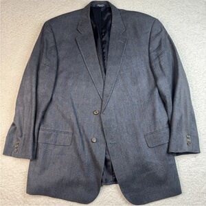 Ralph Lauren Chaps 48R Silk Wool Sports Coat Blazer Herringbone Blue‎ Striped